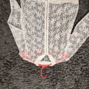 White lace bomber jacket